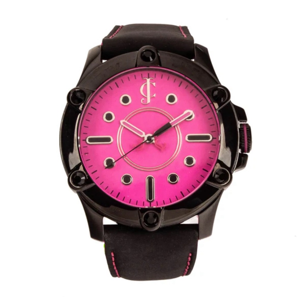 JUICY COUTURE 1900934 SURFSIDE WOMEN'S 42MM BLACK LEATHER STRAP QUARTZ WATCH